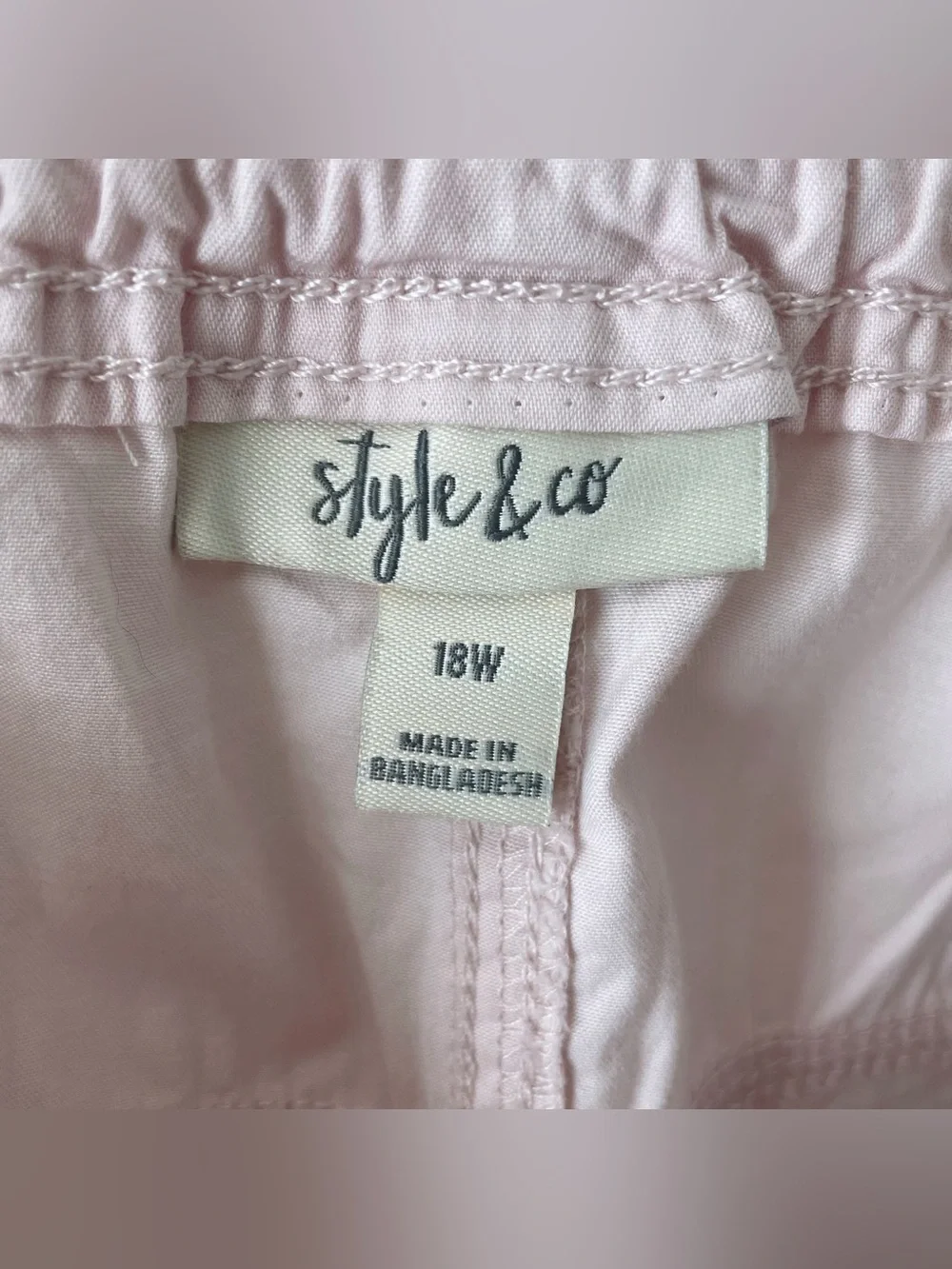 Style & Co. Light Pink Shorts Cotton Midrise Comfort Waist Size 18W